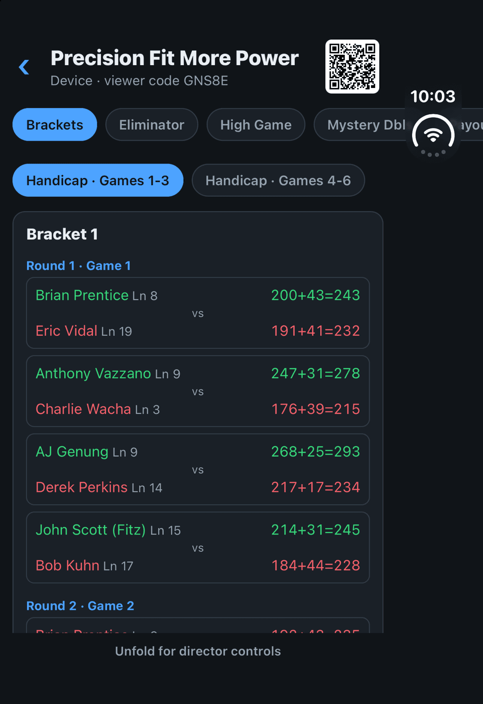 Bowling Side Action live viewer on the iPhone Duo cover display