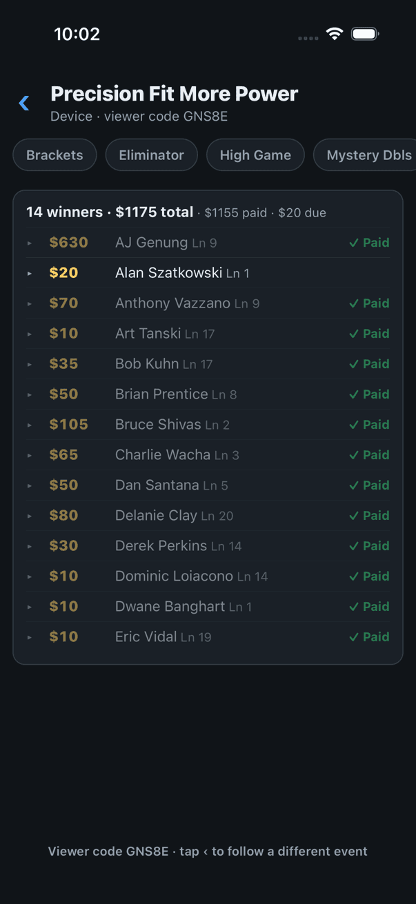 Payouts on iPhone